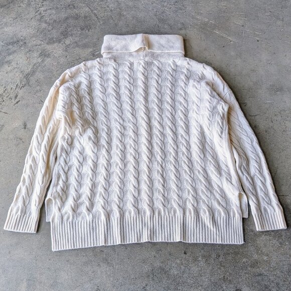 Nordstrom Collection Ivory Cable Knit Cashmere Wool Turtleneck Sweater size XL - Picture 7 of 7